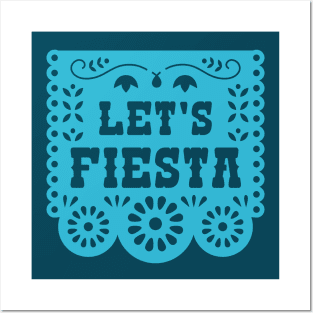 Let's Fiesta Papel Picado Banner Posters and Art